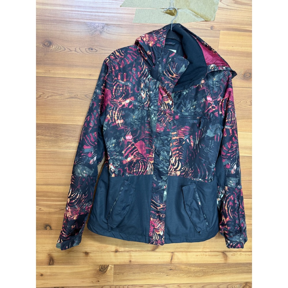 Roxy DryFlight 10K Ski Jacket Womens Pink Black Abstract Floral Snowboard Coat